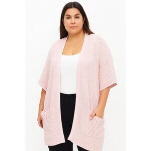 Lane Bryant 1/2 Sleeve Pink Long Open Cardigan Women's Sz 18/20